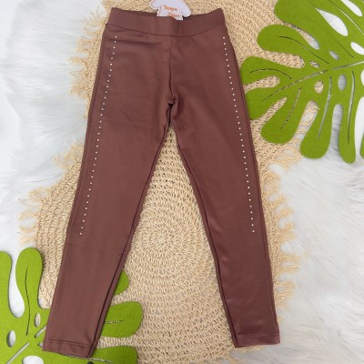 Inverno 24- Calça Legging Avulsa com Strass - Marrom