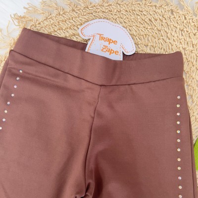 Inverno 24- Calça Legging Avulsa com Strass - Marrom
