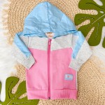 Inverno 24 - Conj. Jaqueta Moletinho e Calça Baby Cuteness - Rosa Chiclete e Azul 