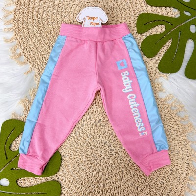  Inverno 24 - Conj. Jaqueta Moletinho e Calça Baby Cuteness - Rosa Chiclete e Azul 
