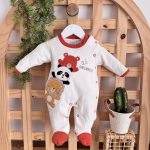 Macacão Trape Zape  - Olá Amiguinhos - Off White e Ferrugem