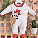Macacão Trape Zape  - Olá Amiguinhos - Off White e Ferrugem