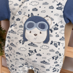 Macacão  Trape Zape - Ursinho Aviador Azul Jeans
