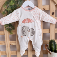 Macacão Trape Zape  - Porco Espinho com Guarda Chuva - Off White e Rose