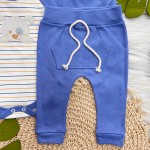 Body Longo e Calça Cãozinho Ursinho Listrado - Azul