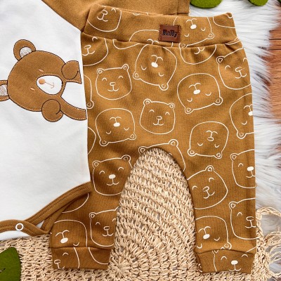 Body Longo e Calça Ursinho - Marrom