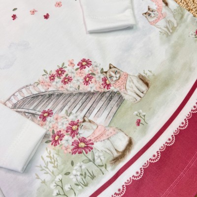Inverno 2025 - Vestido Gatinha com Laço - Branco e Bordô 