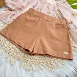Inverno 2025 - Conjunto Gatinha com Cachecol Blusa e Shorts - Rosa e Caramelo 