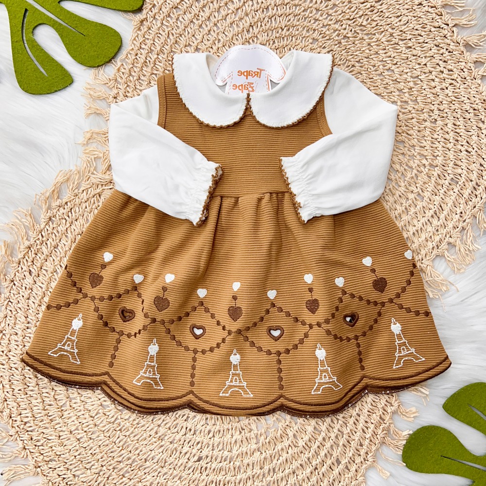 Inverno 2025 - Conjunto Paris Body e Salopete Canelada - Caramelo 