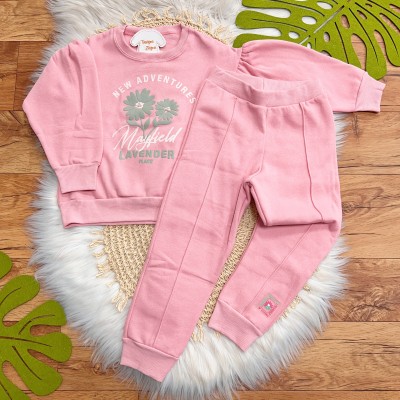  Inverno 2025 - Conjunto New Adventures Casaco e Calça em Moletom - Rosa e Verde 