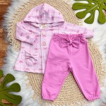 Inverno 2025 - Conj. Lacinhos Casaco com Capuz e Calça  - Rosa 