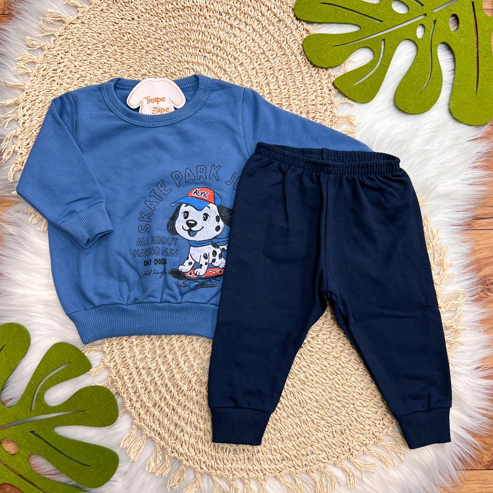  Inverno 2025 - Conjunto Skate Park Jump Casaco e Calça - Azul Jeans 