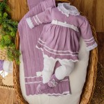 Saída de maternidade Carla - Lilás com Branco