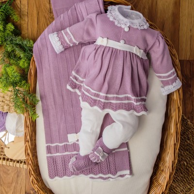 Saída de maternidade Carla - Lilás com Branco