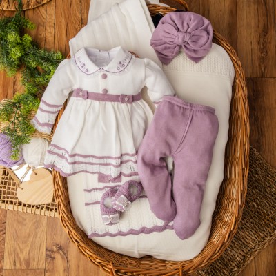  Saída de Maternidade Carla - Branco e Lilás