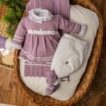 Saída de maternidade Carla - Lilás com Branco