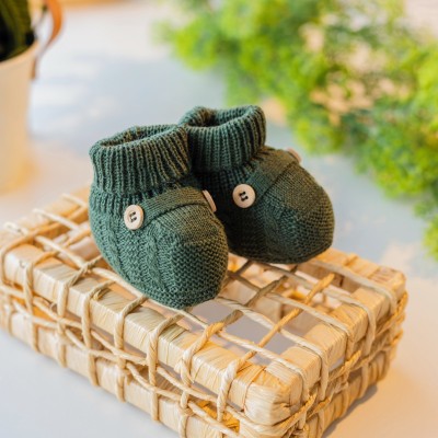  Sapatinho de linha Botão Verde militar