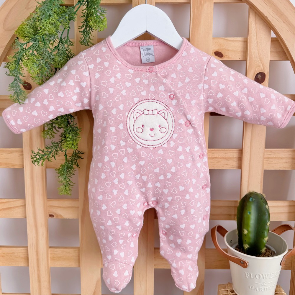 Macacão Trape Zape - Rose gatinha e corações