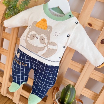 Macacão Trape Zape - Natureza - Off White e Azul Marinho