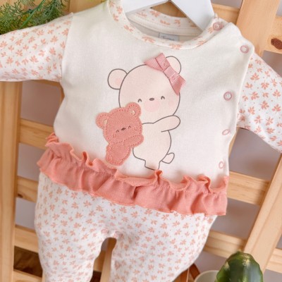 Macacão Trape Zape - Ursinhas Fofas - Off White e Rose