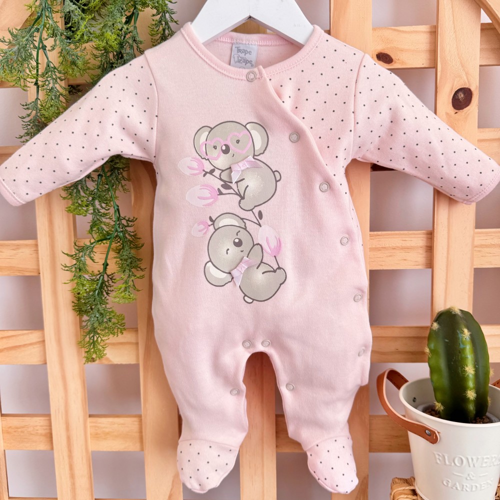  Macacão Trape Zape - Babys Coalas - Rosa