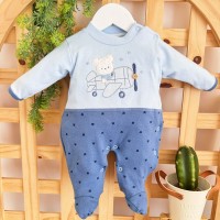 Macacão Trape Zape  Baby Adventure azul claro e jeans
