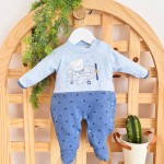 Macacão Trape Zape  Baby Adventure azul claro e jeans