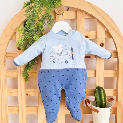 Macacão Trape Zape  Baby Adventure azul claro e jeans