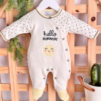 Macacão bebê de malha suedine Trape Zape - Hello Summer Amarelo e Preto Menina