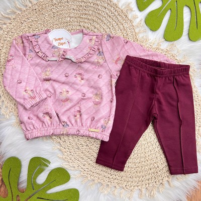 Inverno 2025 - Conj. Casaco Ratinhas Bailarinas e Legging - Rose