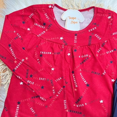 Inverno 2025 - Conj. Blusa Fashion Girl e Legging - Vermelho e Marinho