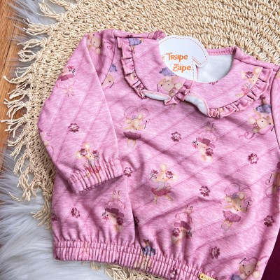 Inverno 2025 - Conj. Casaco Ratinhas Bailarinas e Legging - Rose
