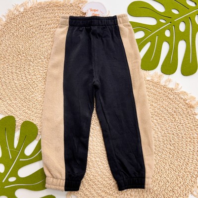 Inverno 2025 - Conj. Blusão ALNC com Capuz e Calça em Moletom - Areia e Preto