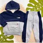 Inverno 2025 - Conj. Blusão ALNC com Capuz e Calça em Moletom - Marinho e Mescla