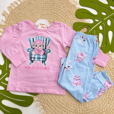 Inverno 2025 - Pijama Hora do Descanso - Rosa e Azul