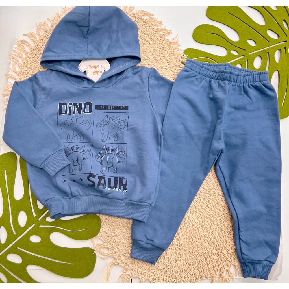 Inverno 2025 - Conj. Blusão Dino Prehistory e Calça em Moletom - Azul Petróleo 