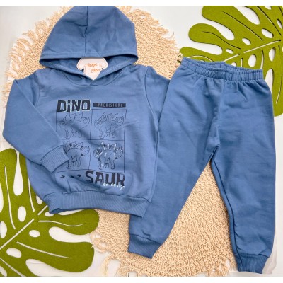 Inverno 2025 - Conj. Blusão Dino Prehistory e Calça em Moletom - Azul Petróleo 
