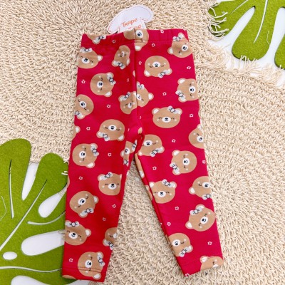 Inverno 2025 - Conj. Bear Hug Casaco de Moletom e Calça Legging - Caramelo e Vermelho