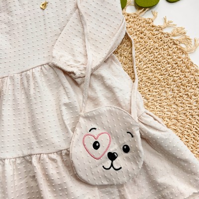 Inverno 2025 - Vestido Manga Longa com Bolsa Ursinho - Areia