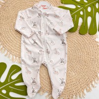  Macacão em Soft com Abertura em Zíper Ursinha Dormindo - Rose