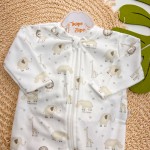 Macacão em Soft com Abertura em Zíper Baby Safari - Areia