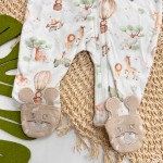 Macacão de Malha com Abertura em Zíper Safari - Off White e Areia