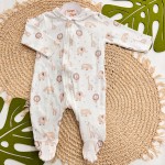 Macacão de Malha com Abertura em Zíper Baby Safari - Areia