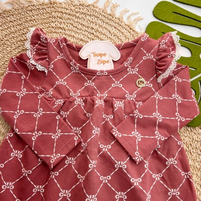 Inverno 2025 -  Vestido Lacinhos com Renda - Rosê  
