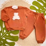 Inverno 2025 - Conj. Blusa Ursinha de Pelinho e Calça em Moletom - Ferrugem