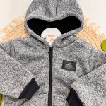 Inverno 2025 -  Conj. Jaqueta com Pelinho Interno e Calça em Moletom - Mescla e Preto