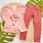  Inverno 2025 - Conj. Blusa Balões de Corações e Legging - Rose