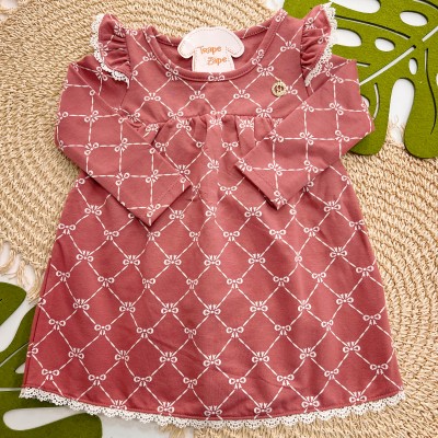 Inverno 2025 -  Vestido Lacinhos com Renda - Rosê  
