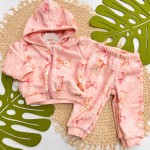 Inverno 2025 - Conj. Jaqueta em Pelinho e Calça Ursinhas - Rosa