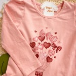  Inverno 2025 - Conj. Blusa Balões de Corações e Legging - Rose